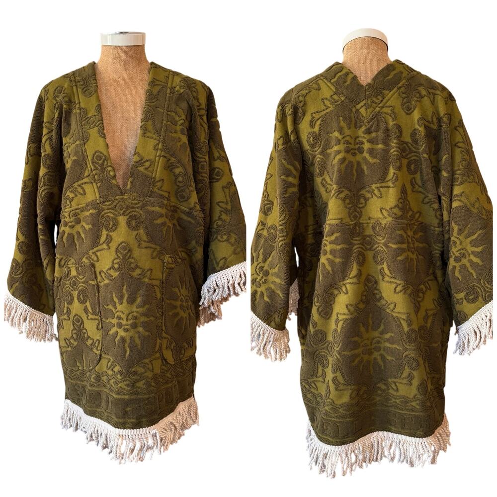 Free People x Spell Pomelia Terry Throw Over Dress Island Green Oversize Large - Picture 4 of 14